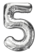 Folieballong nummer 5 H60 cm sølv 